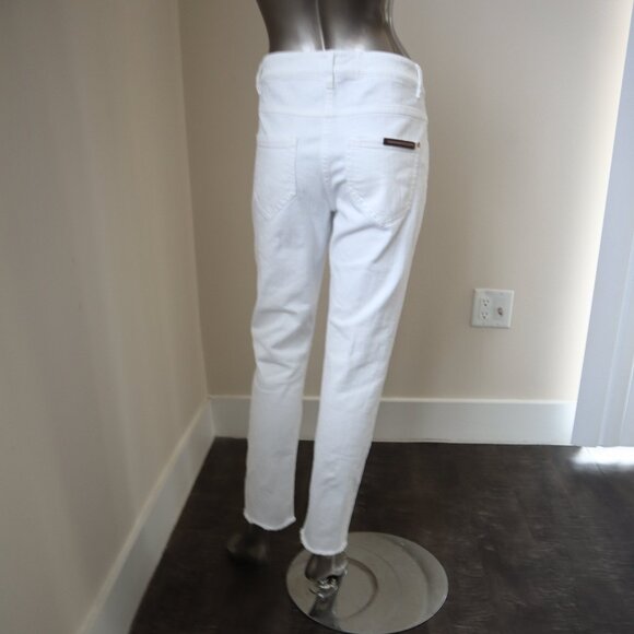 Brunello Cucinelli White Jeans Monili Frayed Hem Skinny Denim 32"x28" Size 8 - Picture 4 of 7